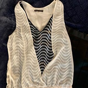 Blush Chiffon and Sequin Sleeveless Blouse